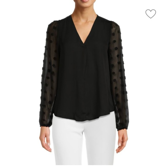 Black Blouse with Embellished Sleeves - Picture 1 of 8